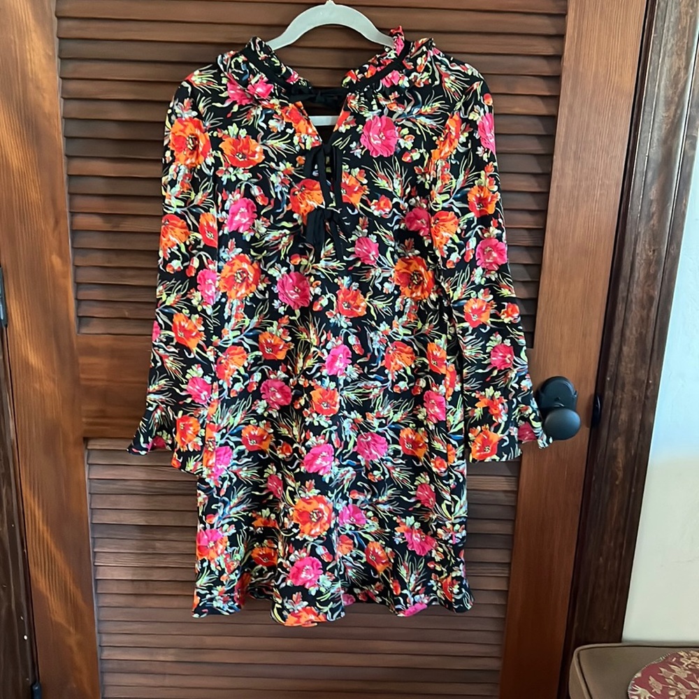 Sandro silk floral long sleeve dress